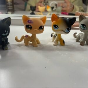 Littlest Pet Shop Cat Figures - Black, Cream, Gray